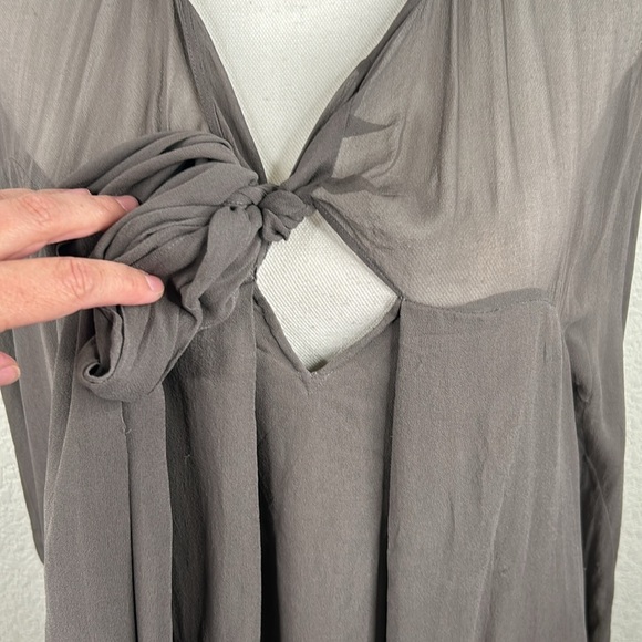 Crispin and Basilio 100% Silk Brown Long Sleeve Lagenlook Midi Dress Size Medium - Picture 5 of 10